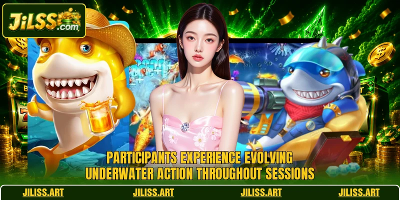 Participants experience evolving underwater action throughout sessions