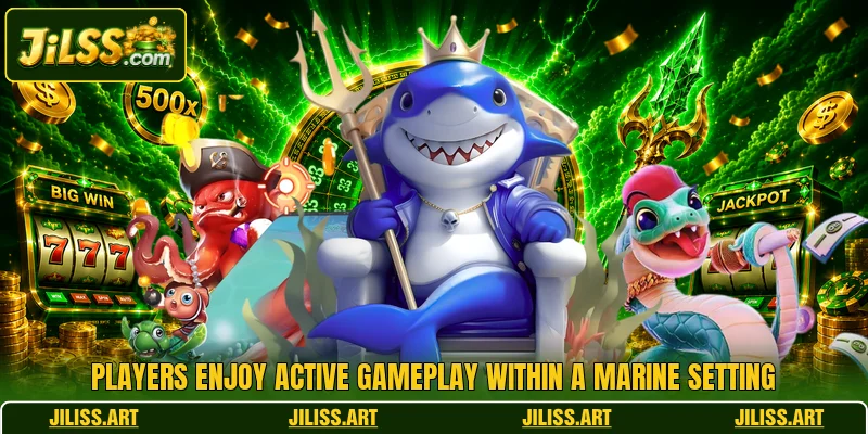 Players enjoy active gameplay within a marine setting Players enjoy active gameplay within a marine setting