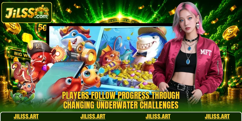Players follow progress through changing underwater challenges