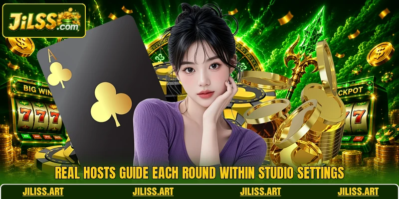 Real hosts guide each round within studio settings Real hosts guide each round within studio settings