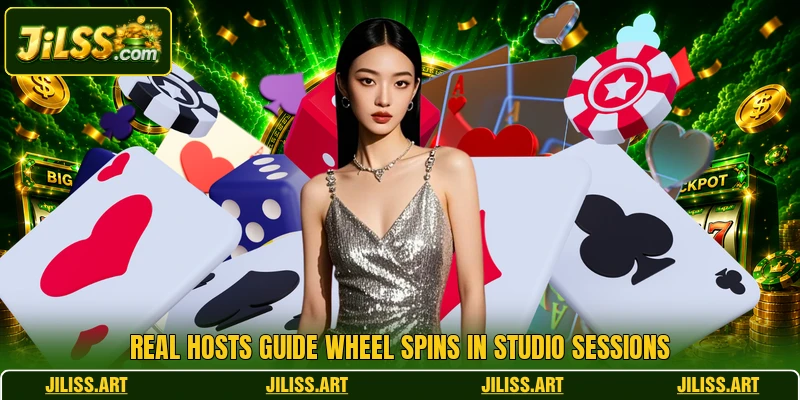 Real hosts guide wheel spins in studio sessions
