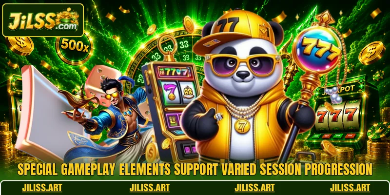 Special gameplay elements support varied session progression Special gameplay elements support varied session progression